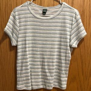wild fable White and Pale Blue Striped Short Sleeve Tee